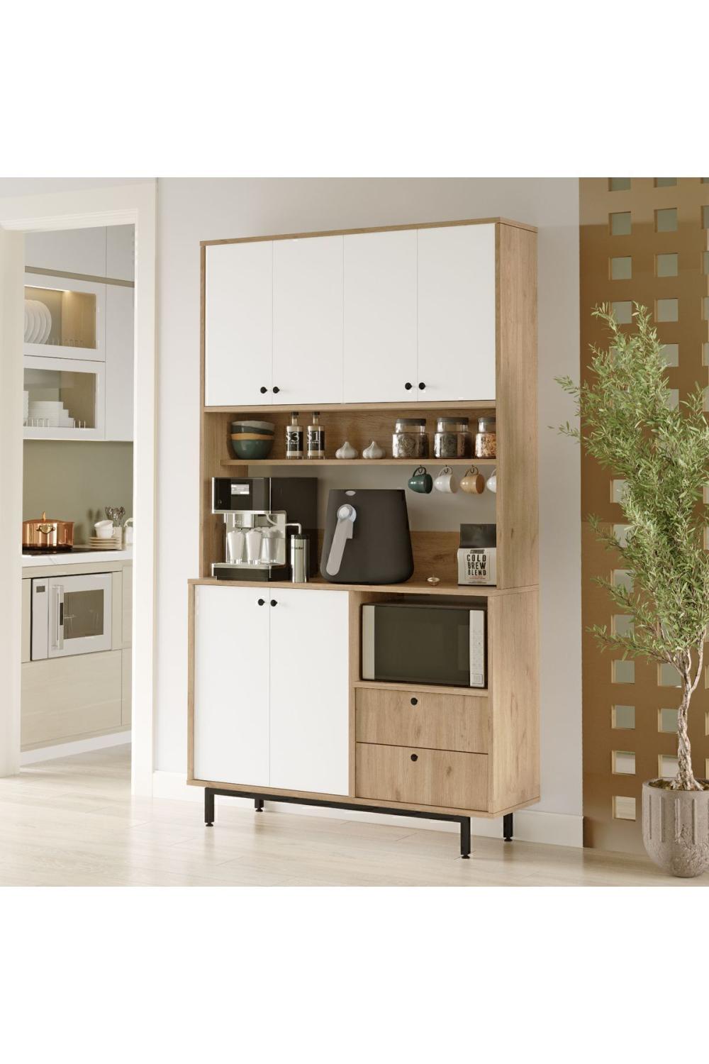 Latte Série Marron Angle Multifonction Armoire Cuisine Armoire Panier-Blanc LAT7-SW