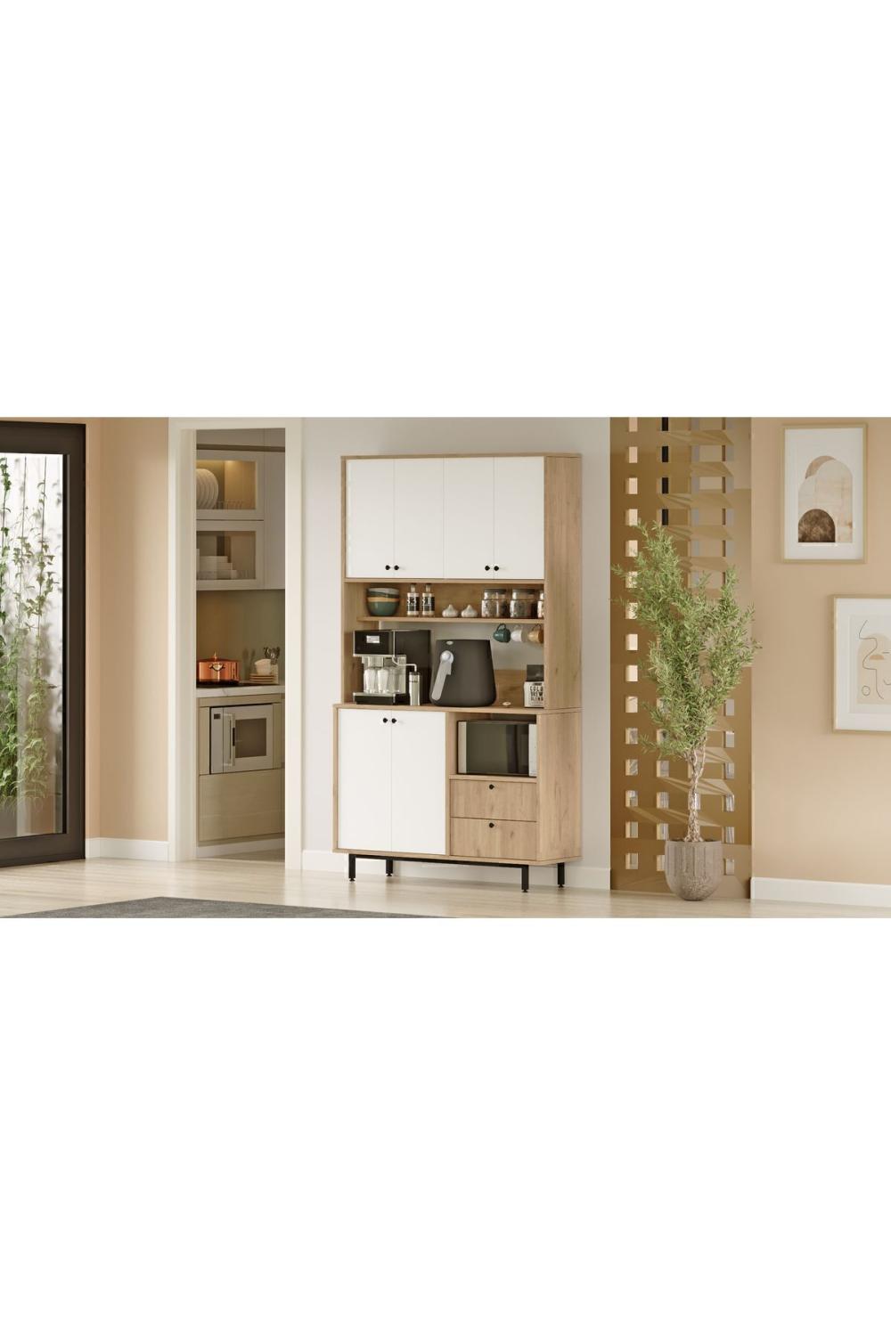 Latte Série Marron Angle Multifonction Armoire Cuisine Armoire Panier-Blanc LAT7-SW