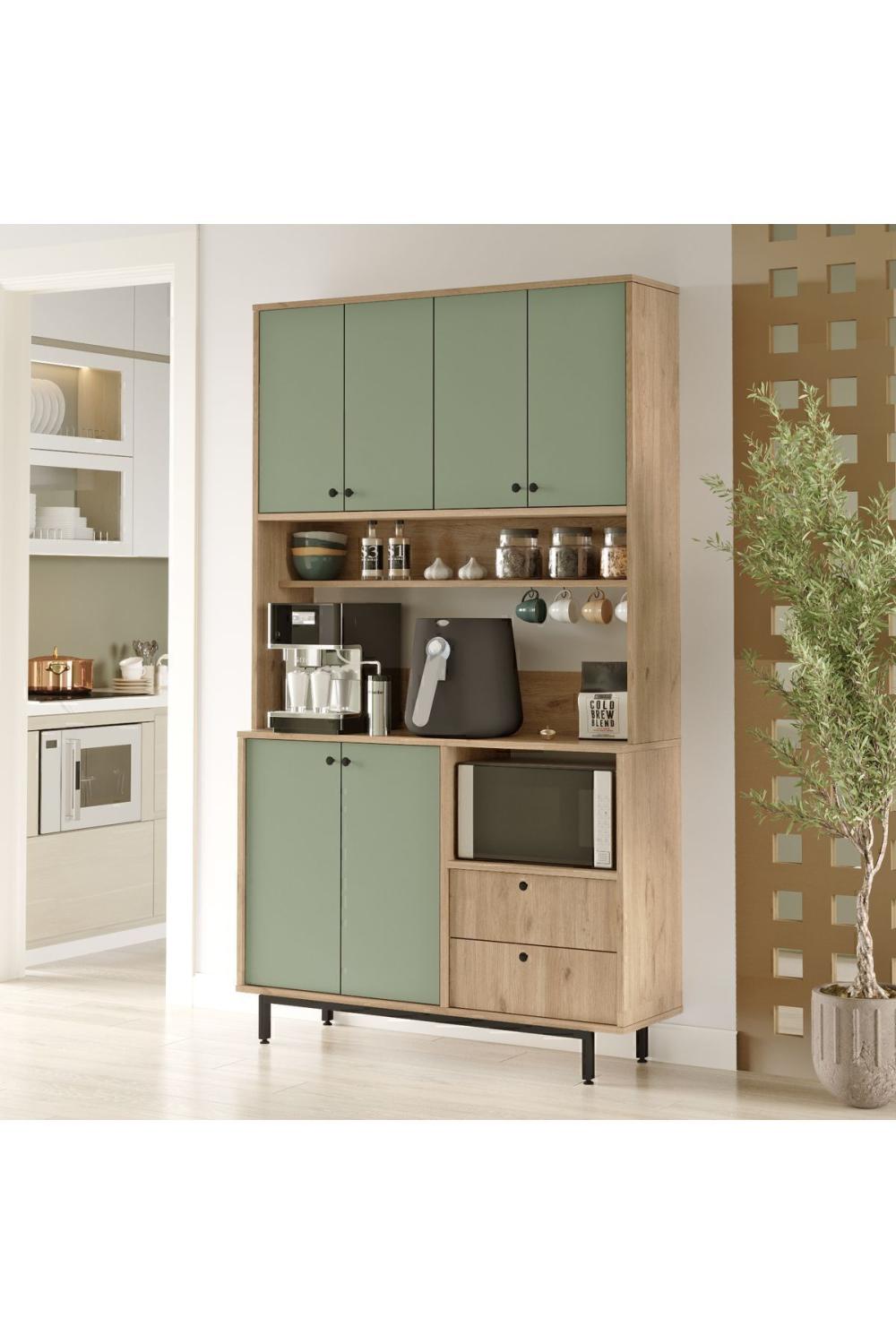 Latte Série Marron Angle Multifonction Armoire Cuisine Armoire Panier-Ihlamur Yeşili LAT7-SY
