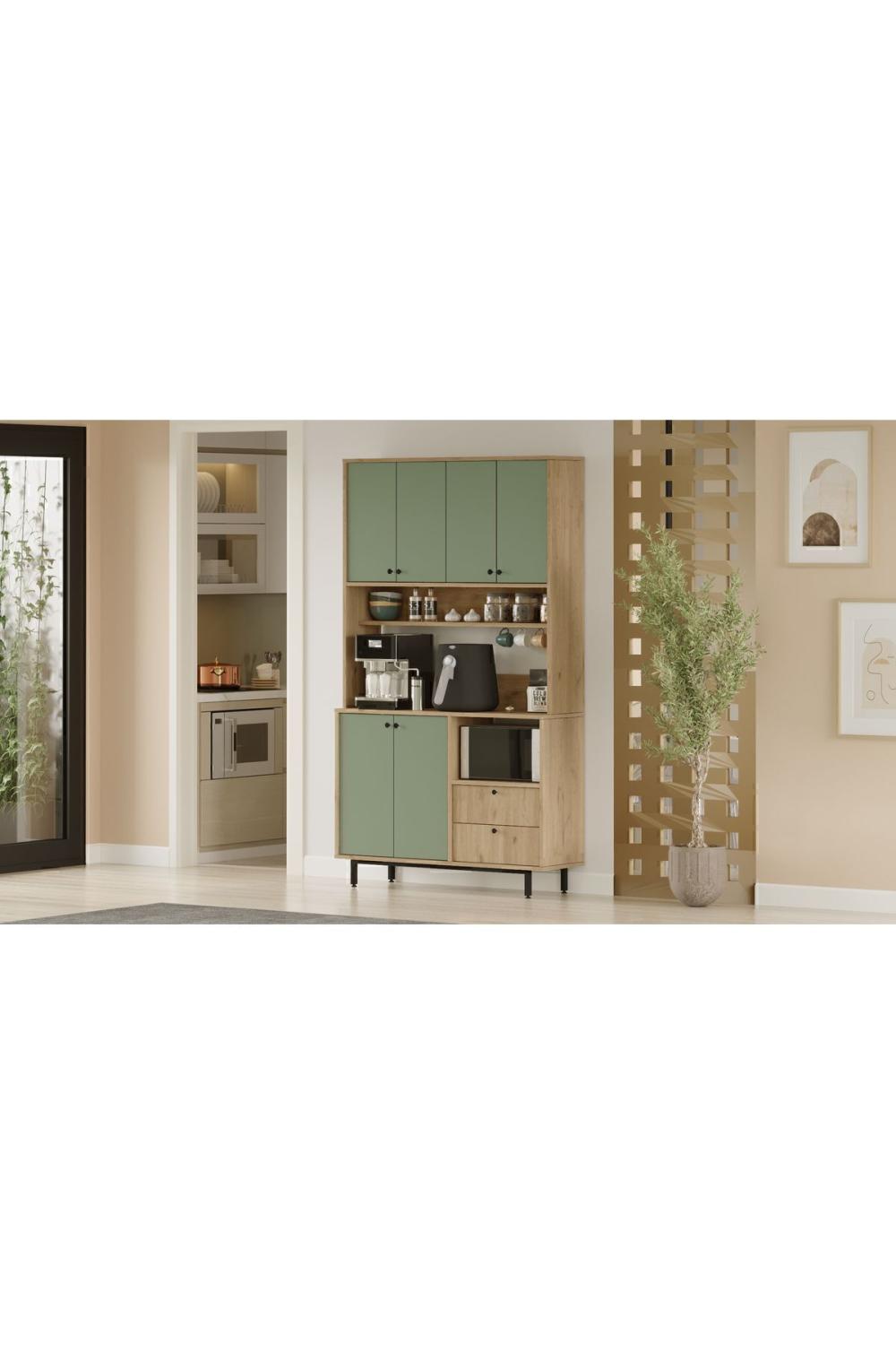Latte Série Marron Angle Multifonction Armoire Cuisine Armoire Panier-Ihlamur Yeşili LAT7-SY