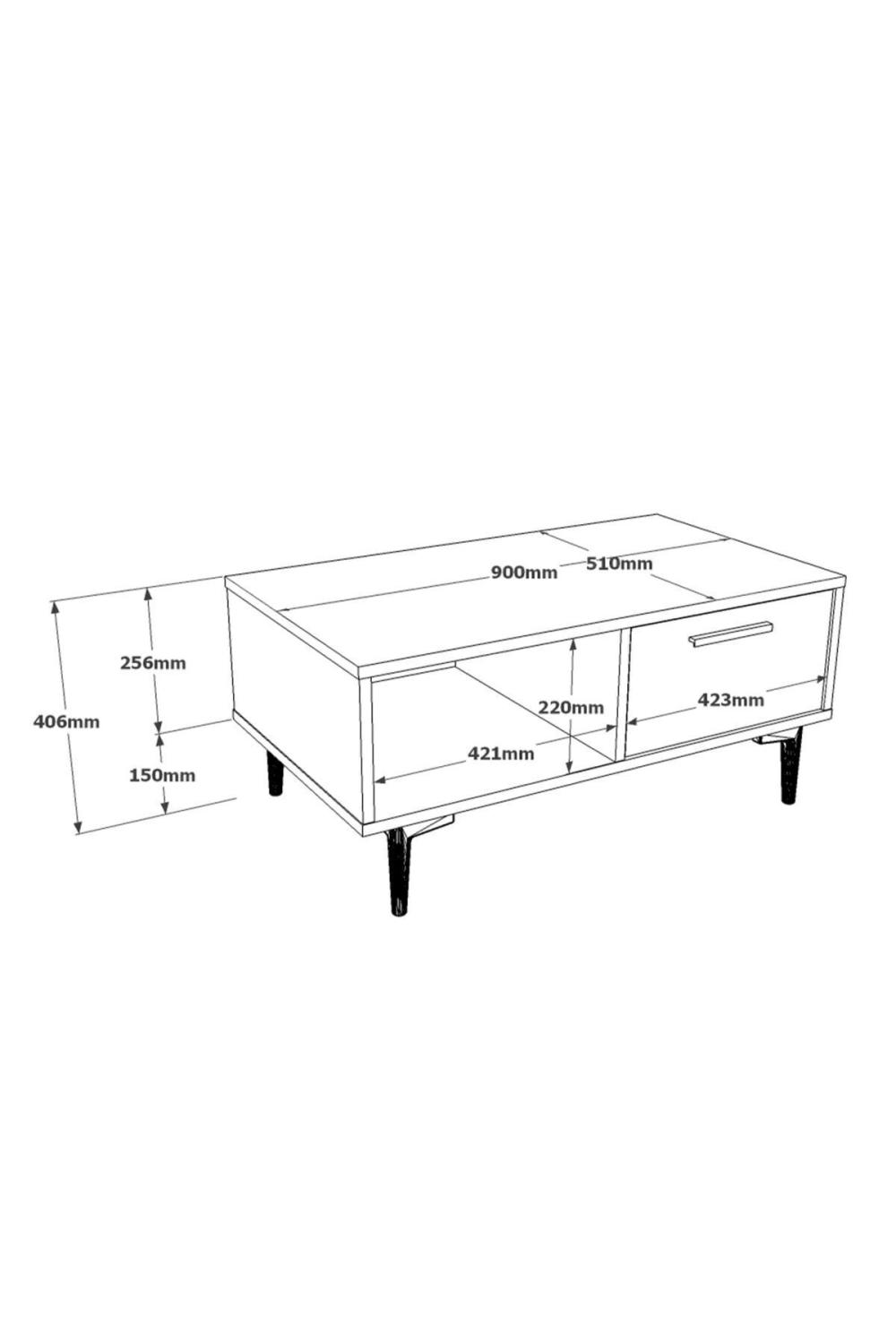 Leeds Table basse Avec portes Pin-Béton LEE3-AG