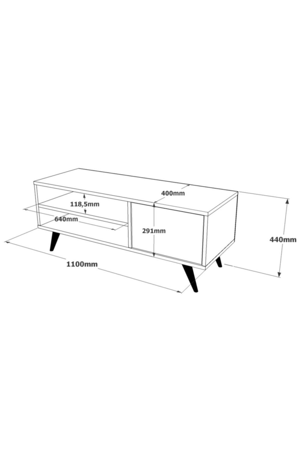 Meuble TV Luton 110 cm avec Pieds en Bois – Pin LUT1-A