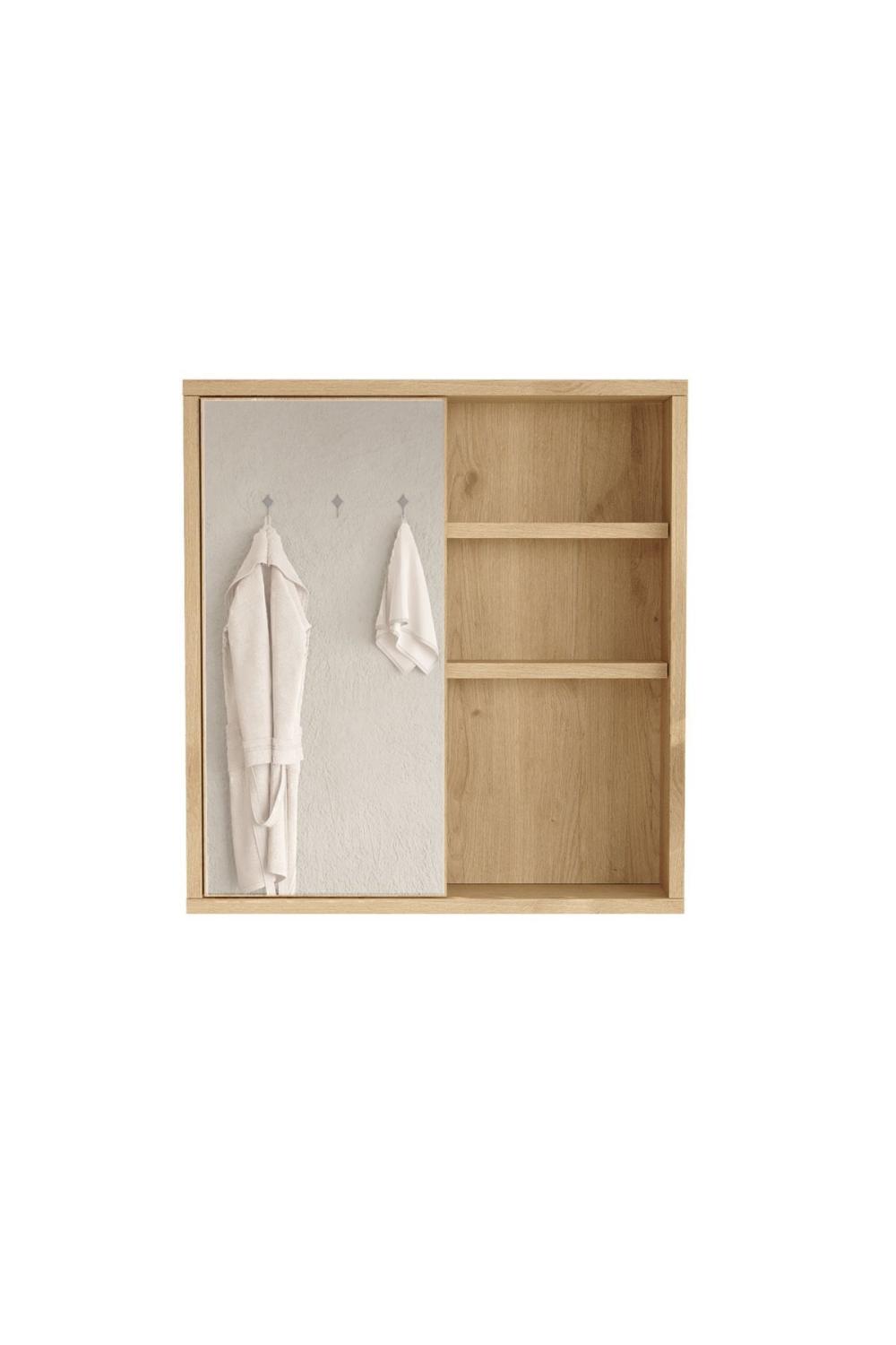 Marble Avec miroir Lavabo Üstü Salle de bain Armoire À étagères Avec portes 60cm Panier MAR1-S