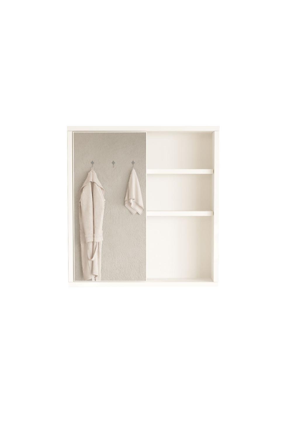 Meuble de Salle de Bain Marble avec Miroir et Étagères 60 cm – Blanc MAR1-W