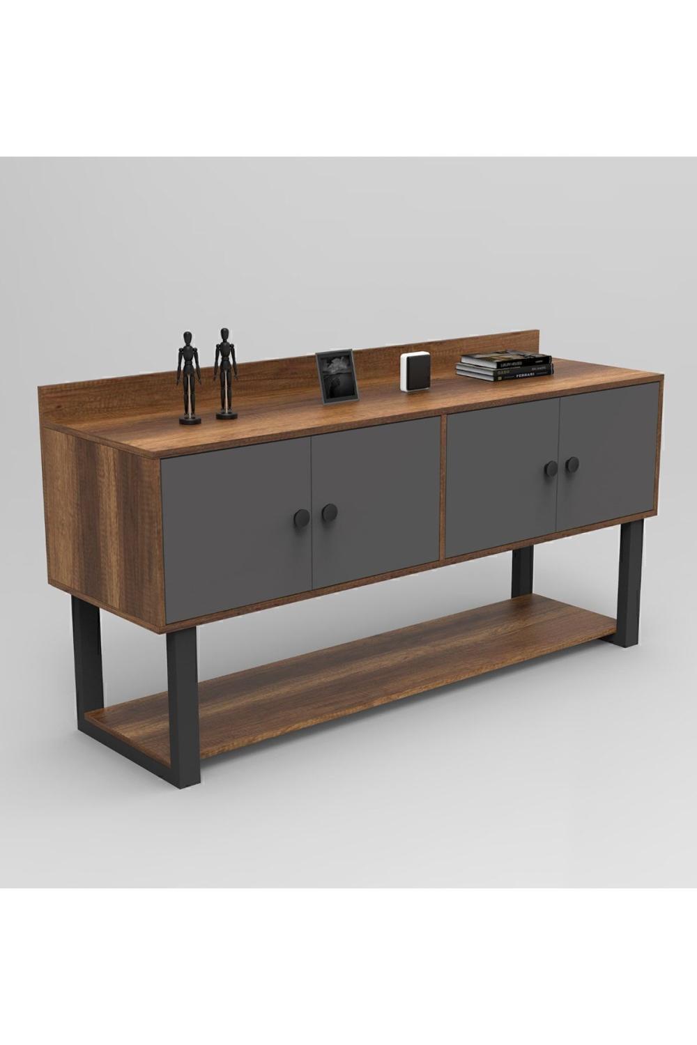 Meva D Bureau Konsol 4 Avec portes Métal Sur pieds Baroque-Anthracite MEV04-BA