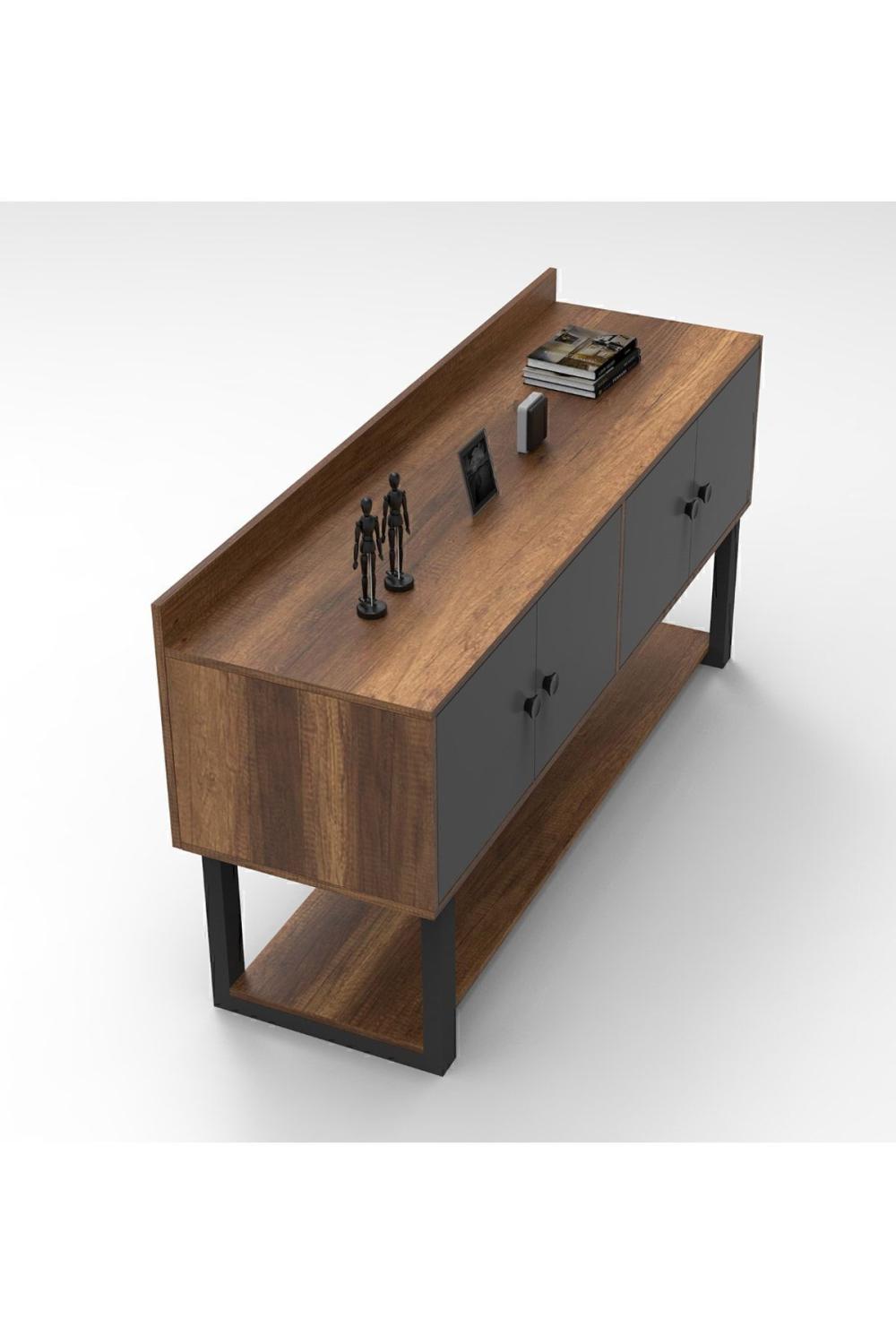 Meva D Bureau Konsol 4 Avec portes Métal Sur pieds Baroque-Anthracite MEV04-BA