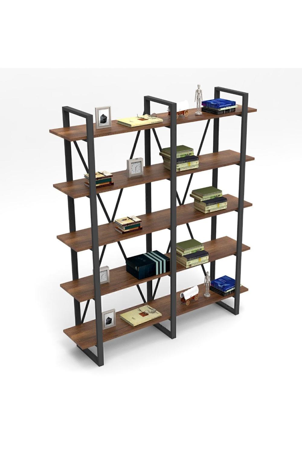 Meva E Bureau Bibliothèque 5 À étagères Métal Sur pieds Baroque MEV05-BA
