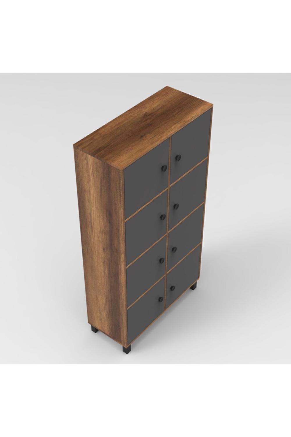 Meva F Bureau Klasör Armoire 8 Avec portes Ahşap Sur pieds Baroque-Anthracite MEV06-BA