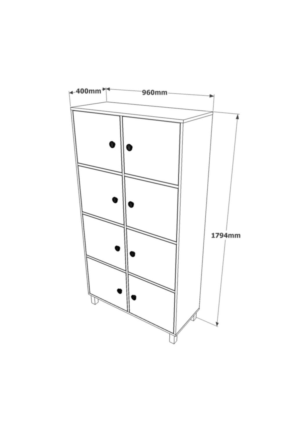Meva F Bureau Klasör Armoire 8 Avec portes Ahşap Sur pieds Baroque-Anthracite MEV06-BA