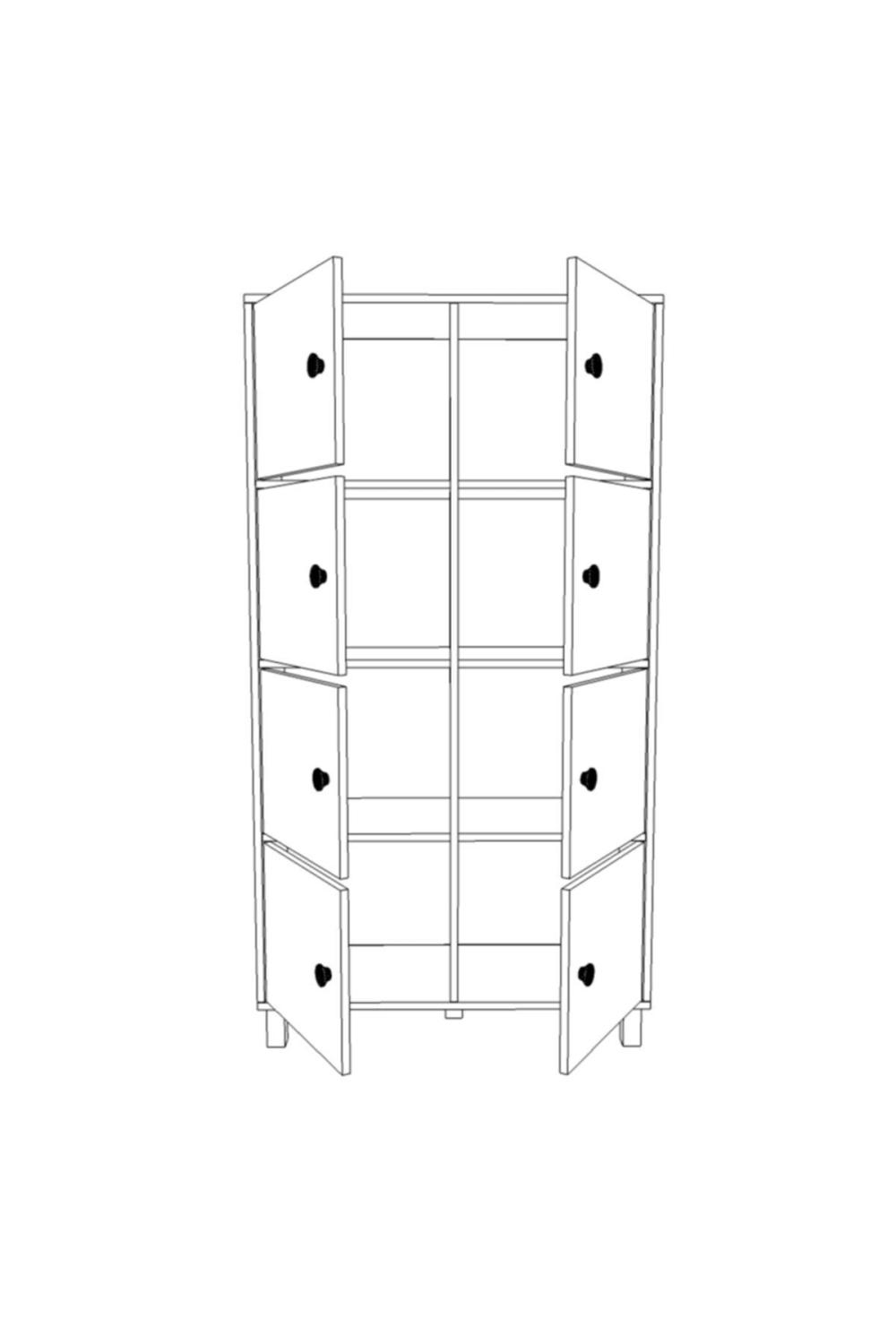 Meva F Bureau Klasör Armoire 8 Avec portes Ahşap Sur pieds Baroque-Anthracite MEV06-BA