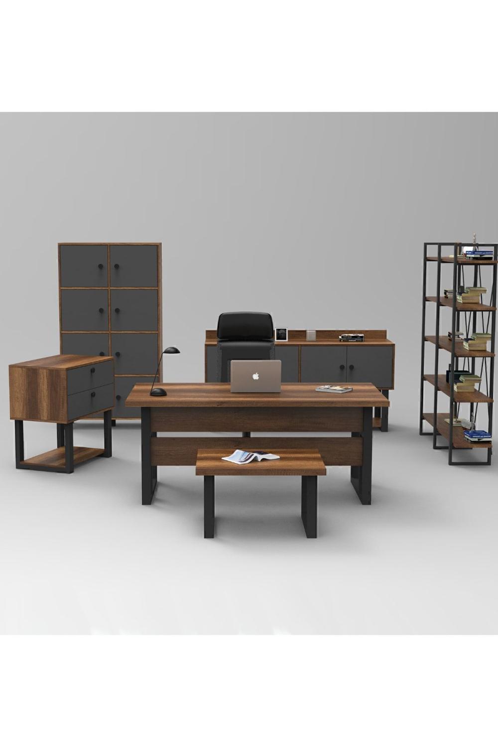 Meva ABCDEF Bureau Bureau Table Ensemble Baroque-Anthracite MEV12-BA