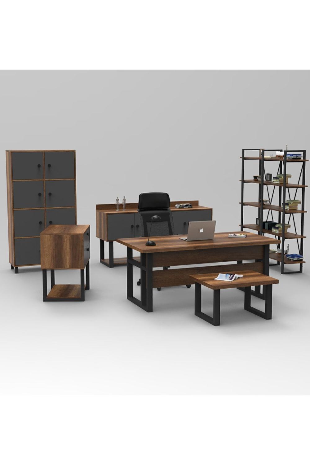 Meva ABCDEF Bureau Bureau Table Ensemble Baroque-Anthracite MEV12-BA