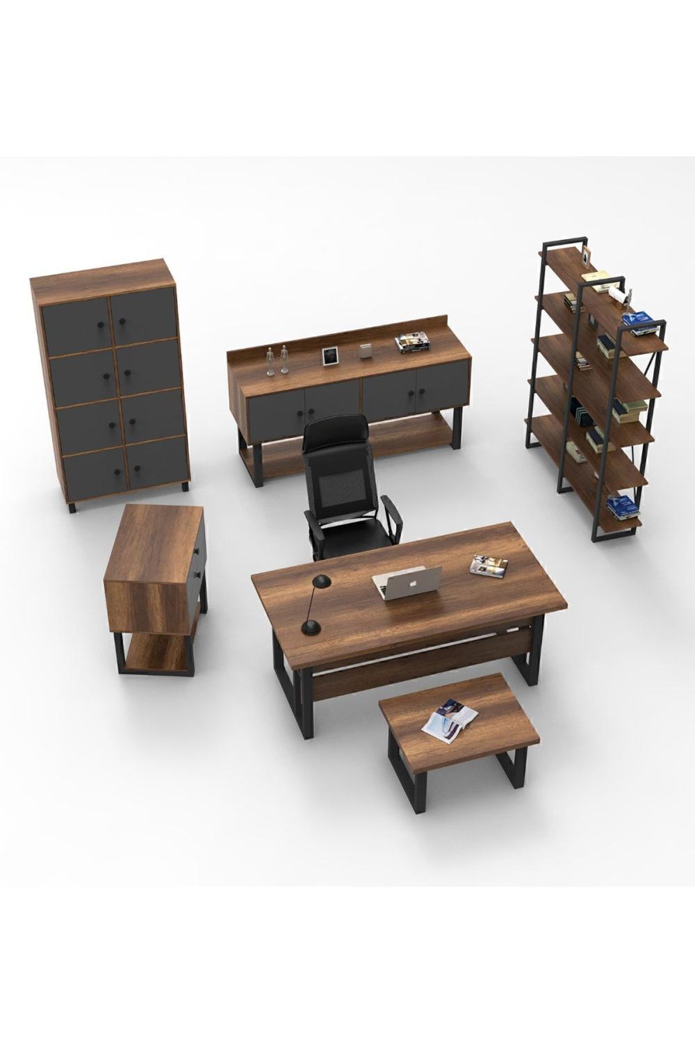 Meva ABCDEF Bureau Bureau Table Ensemble Baroque-Anthracite MEV12-BA