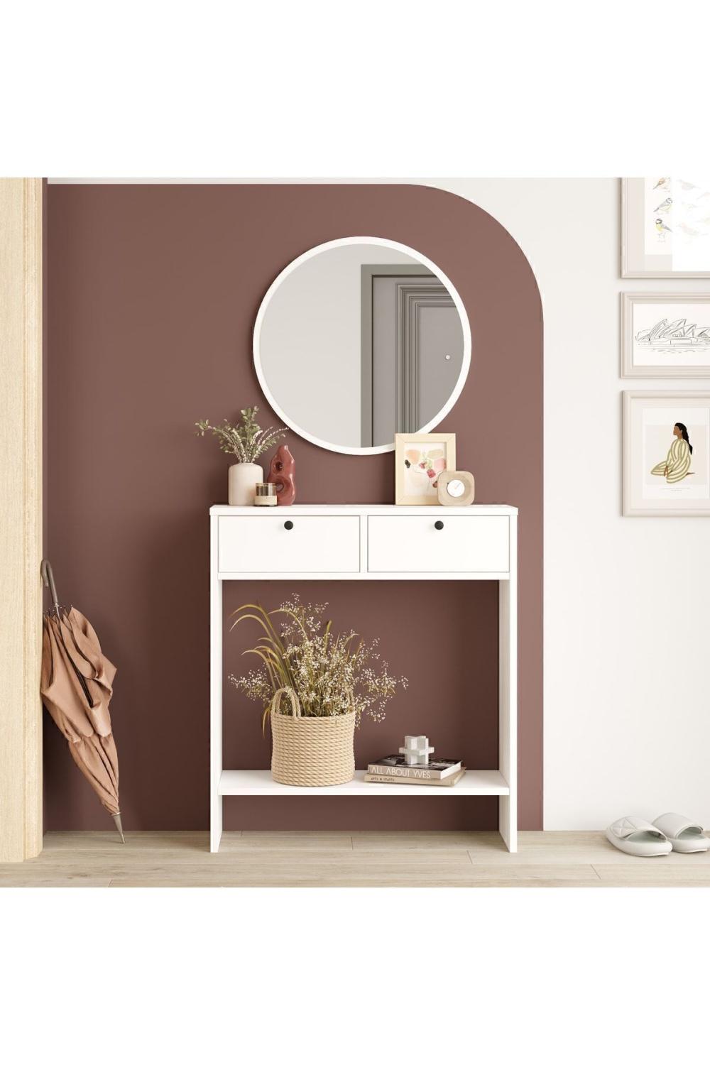 Mia Avec miroir Dresuar 2 Avec portes Blanc MIA1-W