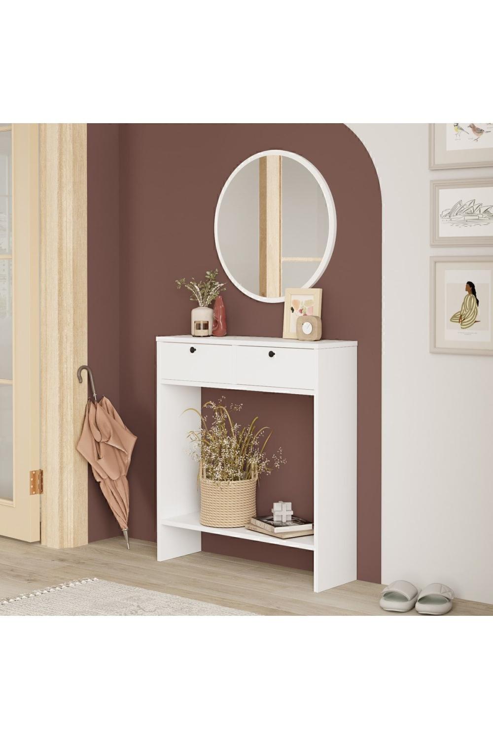 Mia Avec miroir Dresuar 2 Avec portes Blanc MIA1-W