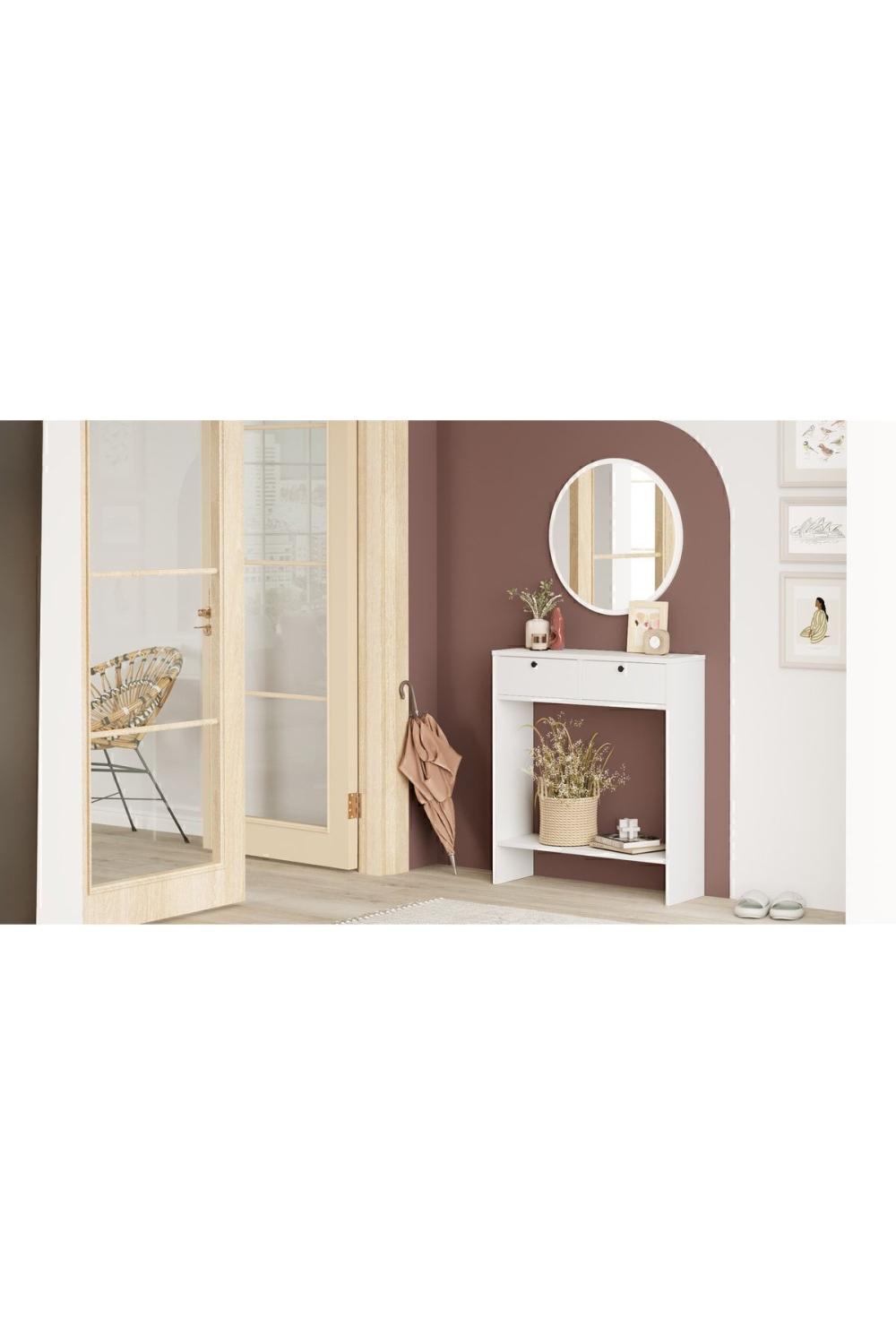 Mia Avec miroir Dresuar 2 Avec portes Blanc MIA1-W