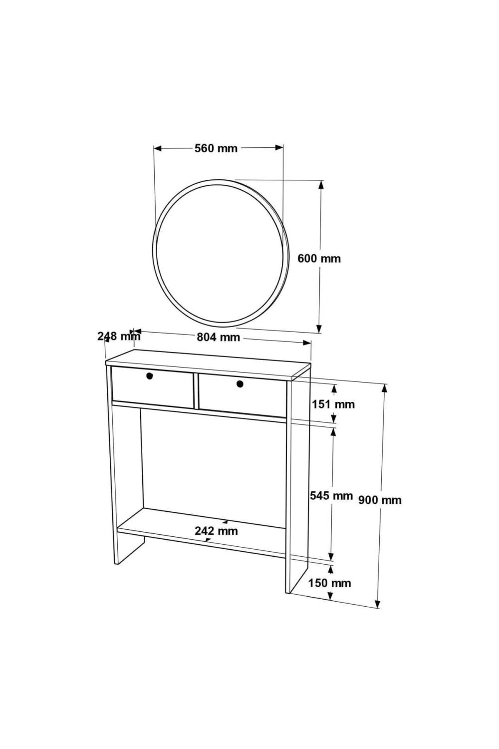 Mia Avec miroir Dresuar 2 Avec portes Blanc MIA1-W