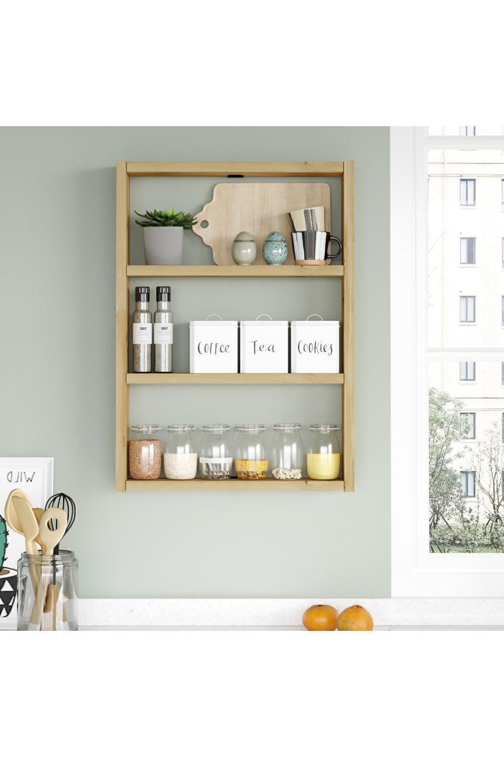 Monya 3'Lü Étagère murale Cuisine Salle de bain Étagère Keçe MON1-KE