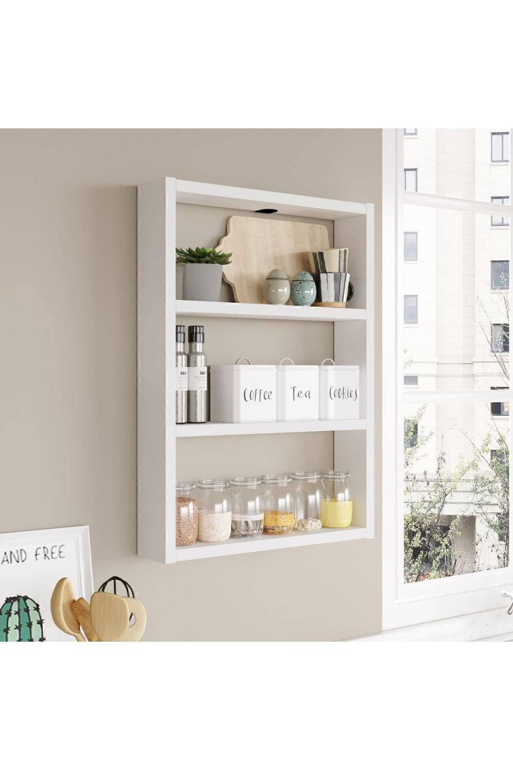 Lot de 3 Étagères Murales Monya pour Cuisine & Salle de Bain – Blanc MON1-W