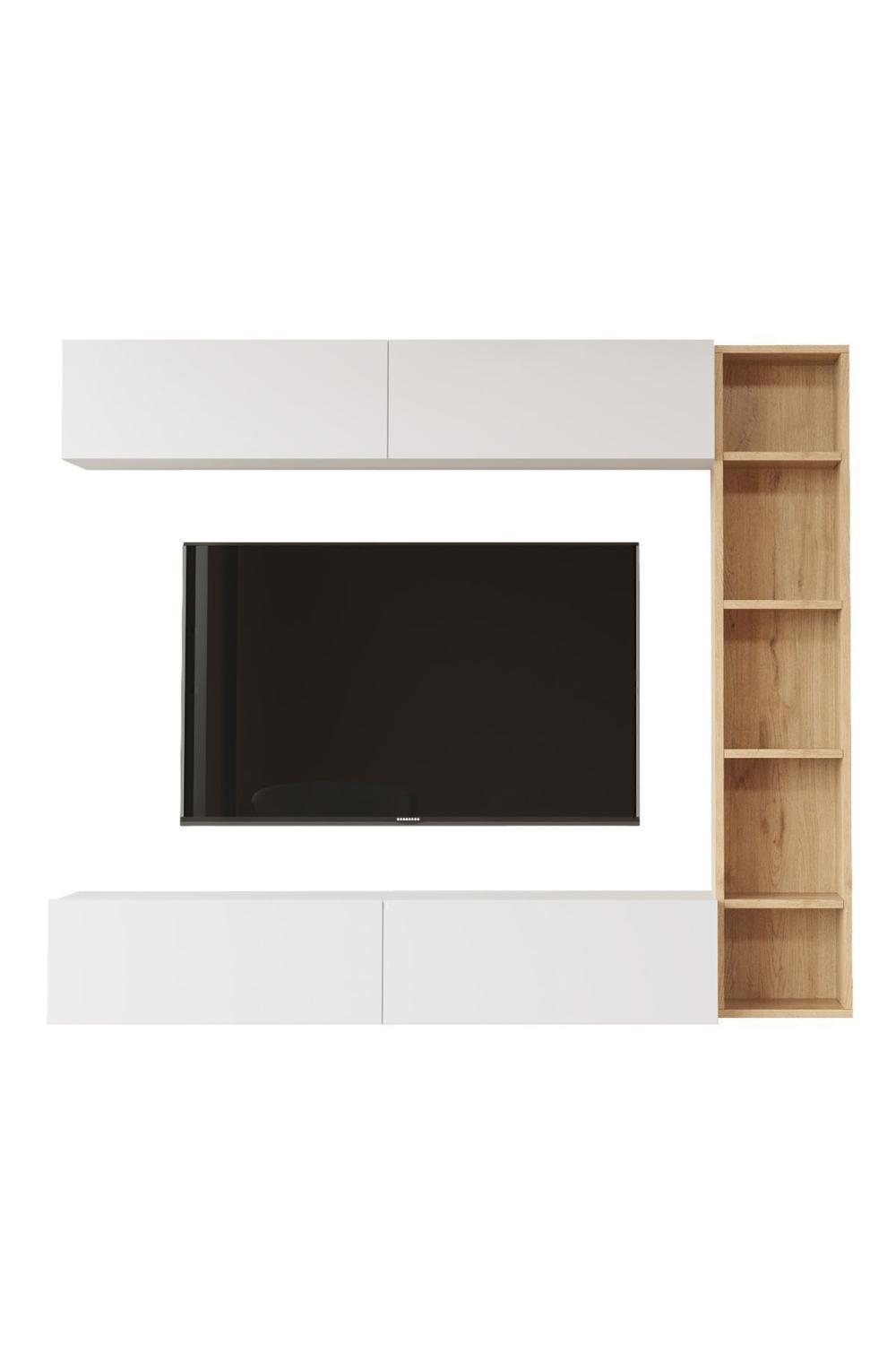 Nasser Meuble TV Bibliothèque Duvara Monte Panier-Blanc NAS1-SW