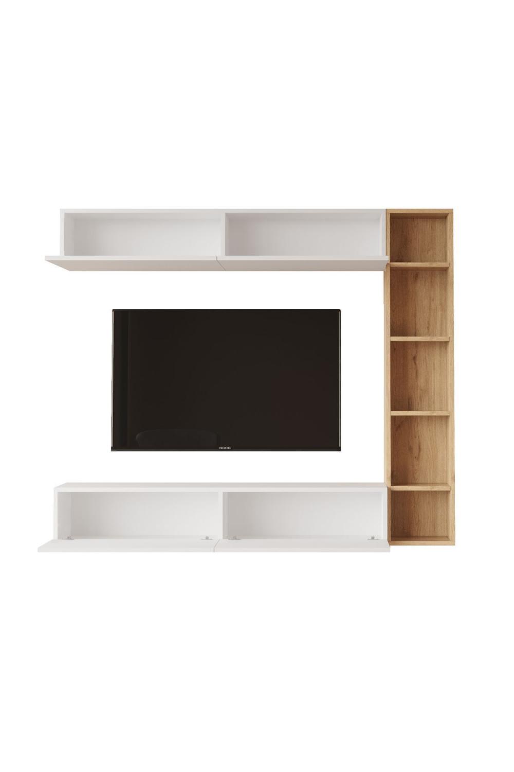 Nasser Meuble TV Bibliothèque Duvara Monte Panier-Blanc NAS1-SW