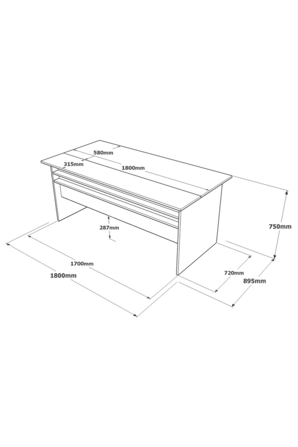 Bureau Navaris 180×90 cm – Café, Béton & Anthracite NAV1-CGA