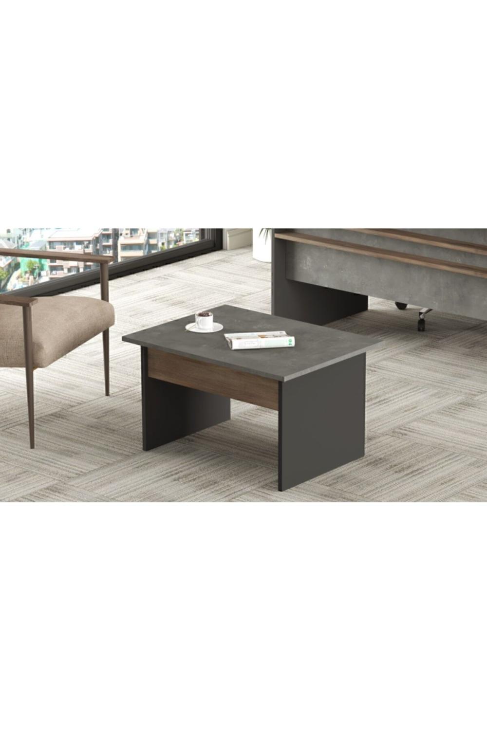 Table d’Appoint de Bureau Navaris 80×60 cm – Café, Béton & Anthracite NAV2-CGA