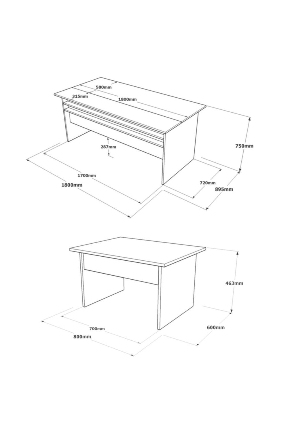 Ensemble Bureau Navaris avec Table d’Appoint – Café, Béton & Anthracite NAV6-CGA