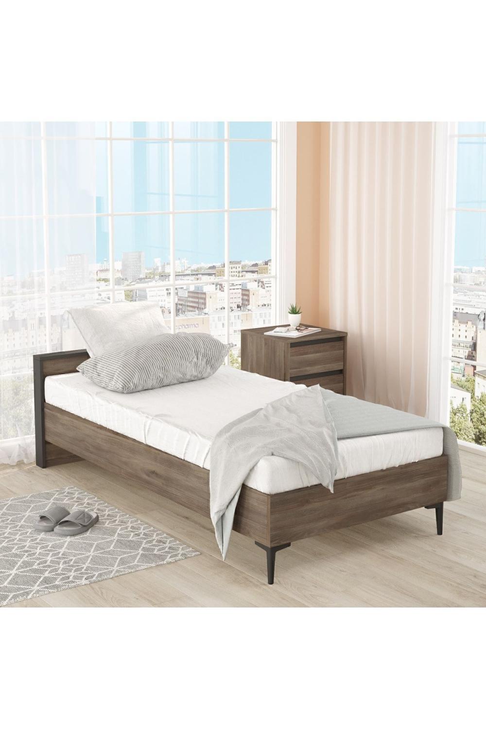 Oliver Tekli Karyola 190*90cm Marron-Anthracite OLI5-CA