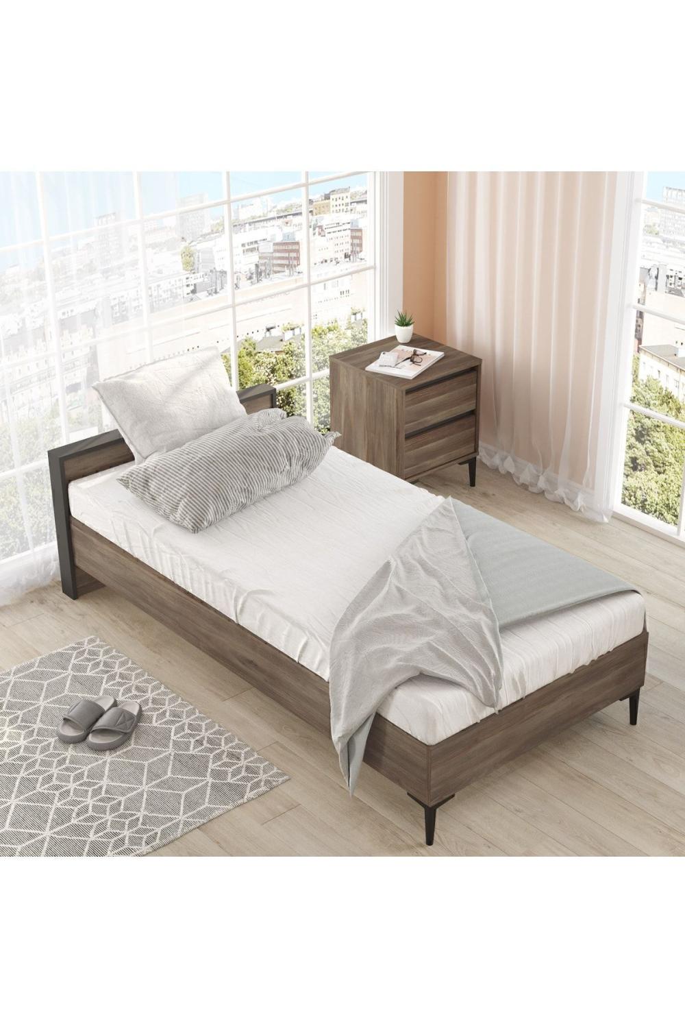 Oliver Tekli Karyola 190*90cm Marron-Anthracite OLI5-CA