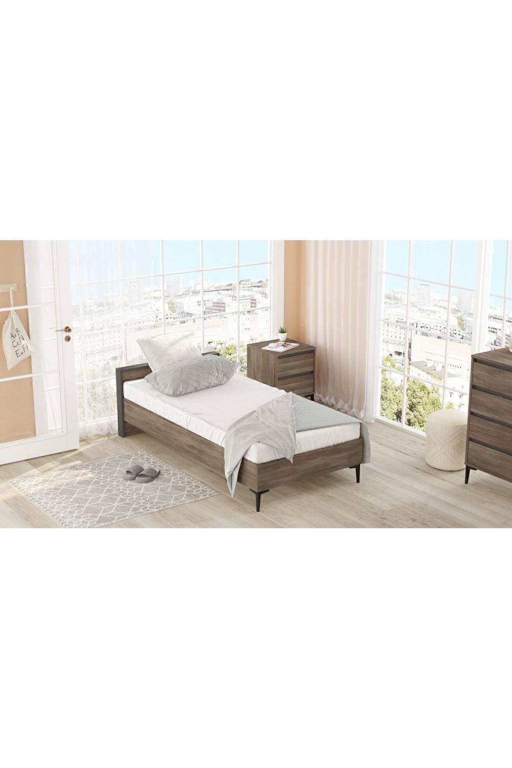 Oliver Tekli Karyola 190*90cm Marron-Anthracite OLI5-CA
