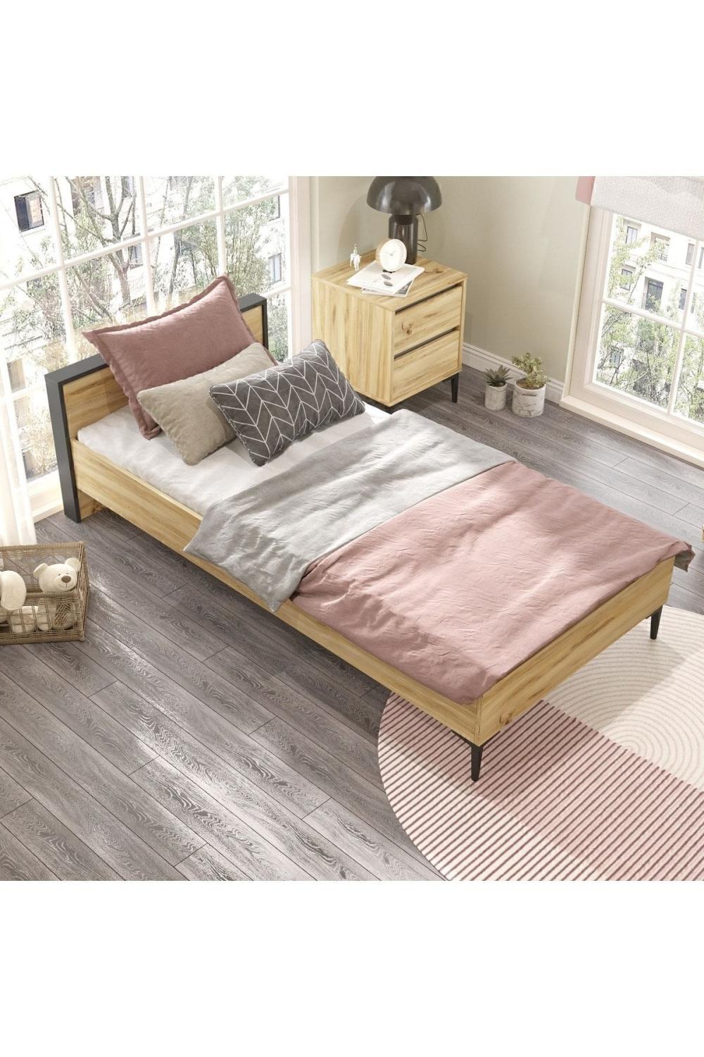 Oliver Tekli Karyola 190*90cm Keçe-Anthracite OLI5-KA