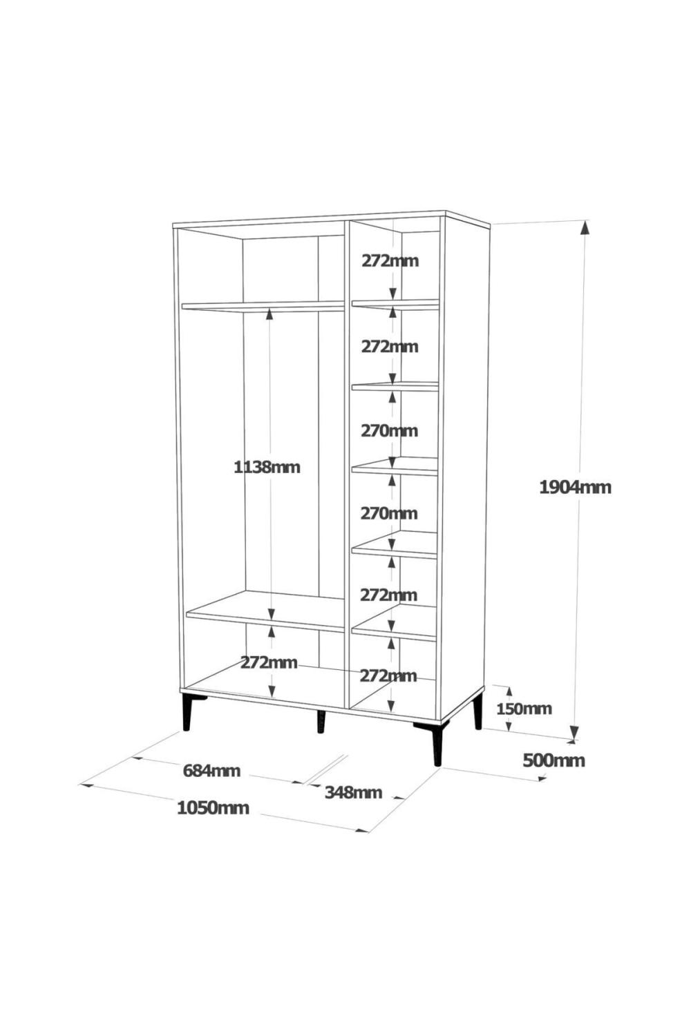 Oliver Armoire Elbise Armoire Geniş 4 Avec portes À étagères Keçe-Anthracite OLI9-KA