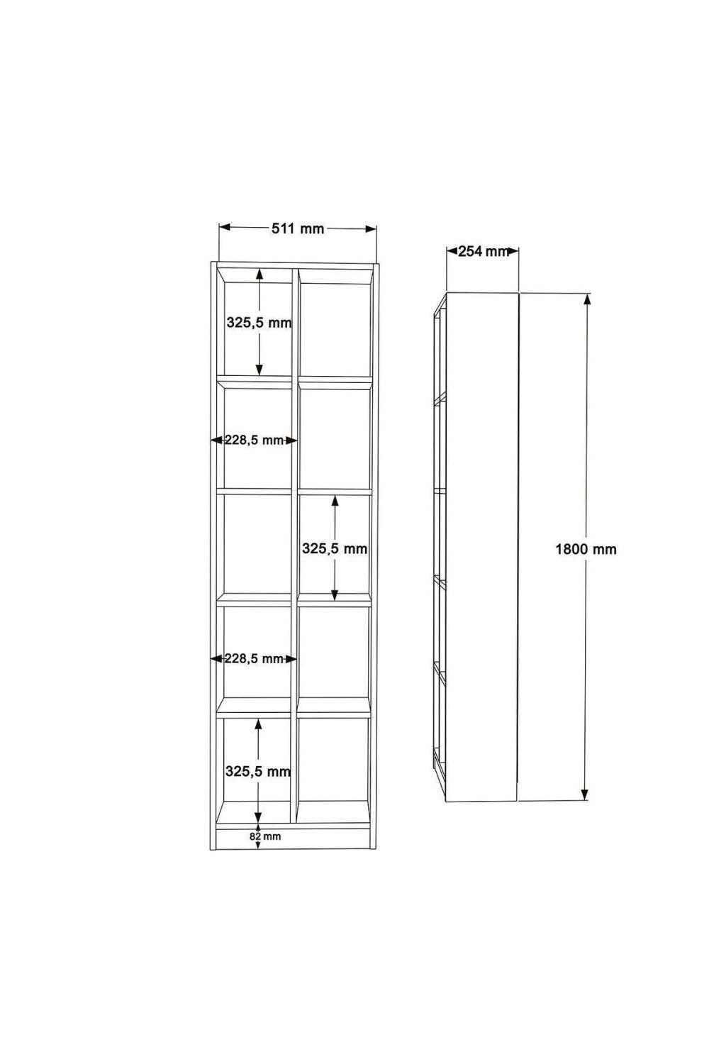 Oscer Geniş Bibliothèque 10 À étagères 180cm Panier OSC1-S