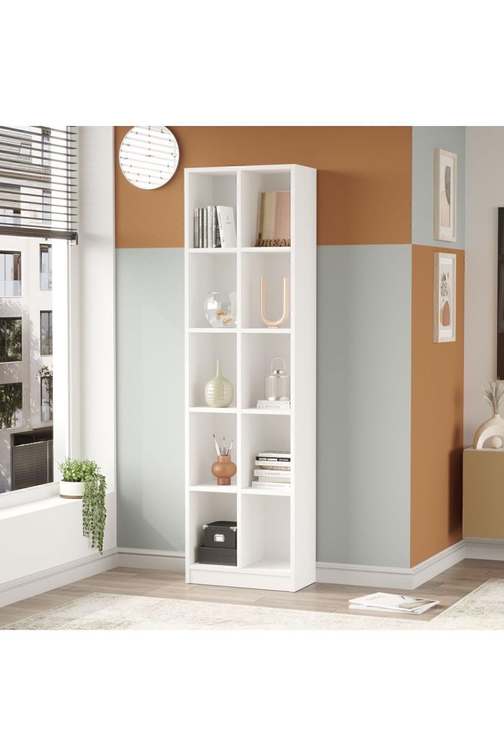Bibliothèque Oscer Large 180 cm avec 10 Étagères – Blanc OSC1-W