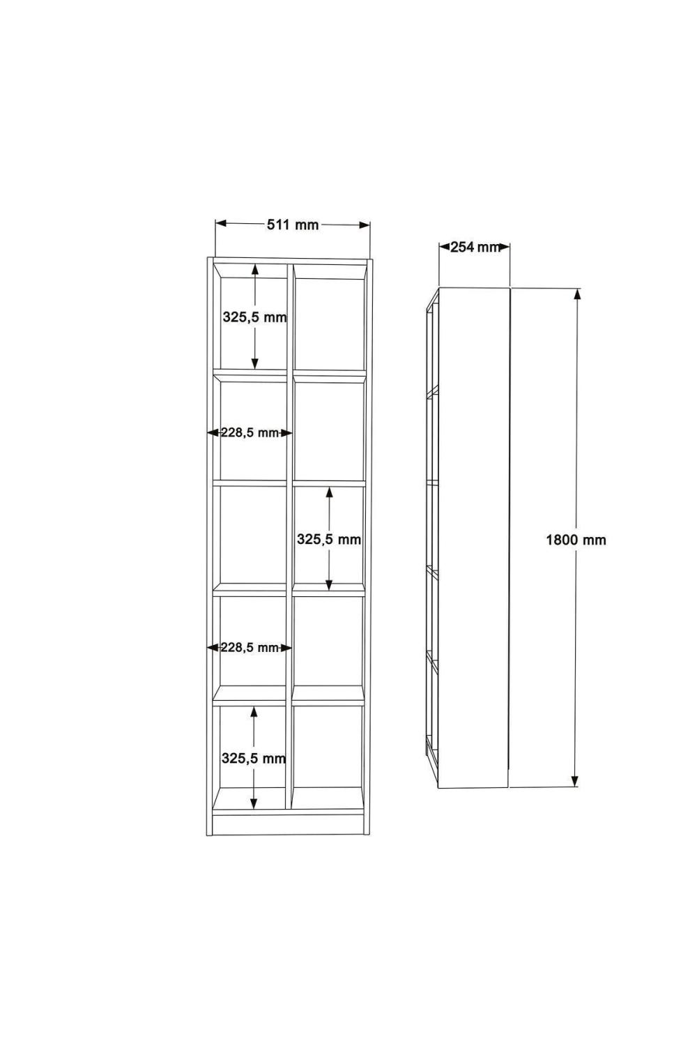 Bibliothèque Oscer Large 180 cm avec 10 Étagères – Blanc OSC1-W