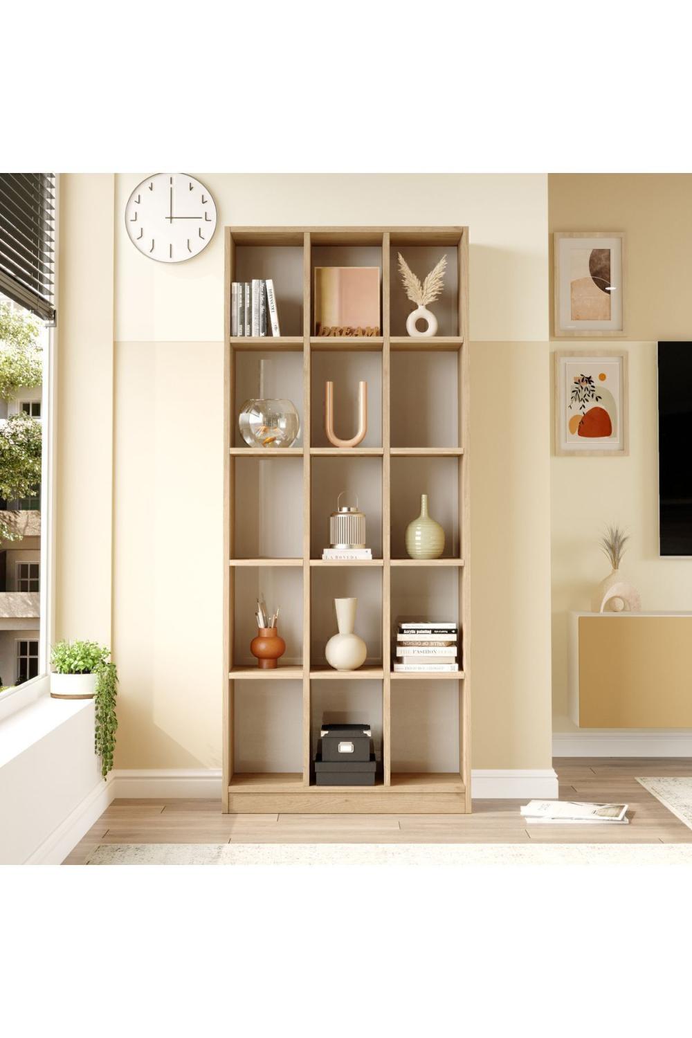 Oscer Geniş Bibliothèque 15 À étagères 180cm Panier OSC2-S