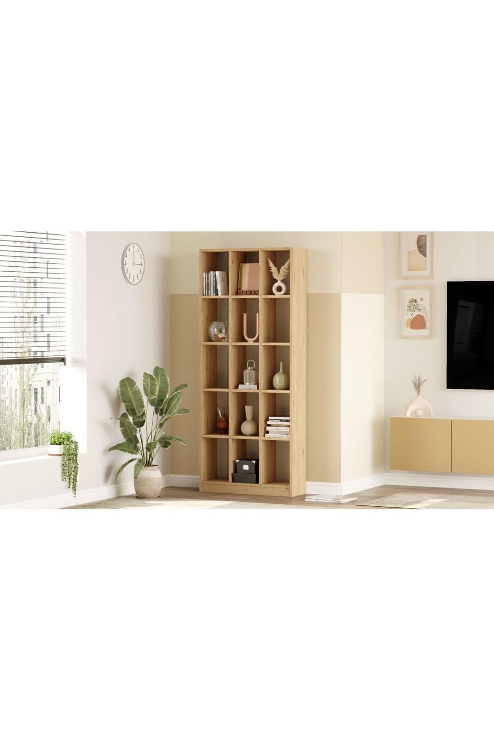 Oscer Geniş Bibliothèque 15 À étagères 180cm Panier OSC2-S