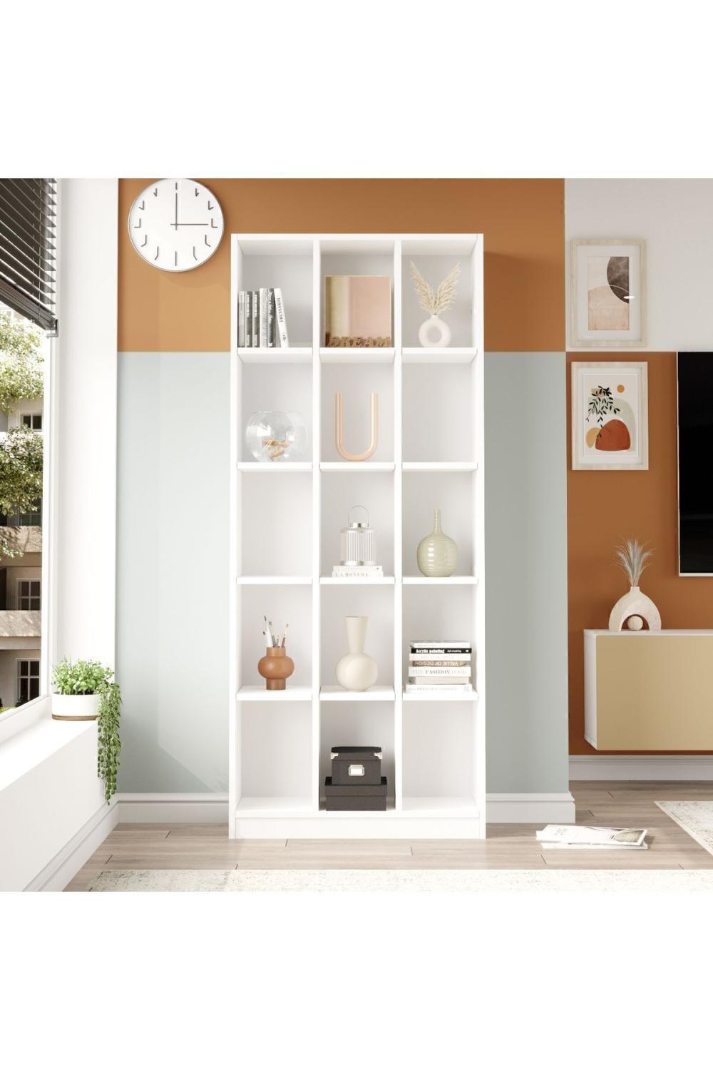Oscer Geniş Bibliothèque 15 À étagères 180cm Blanc OSC2-W
