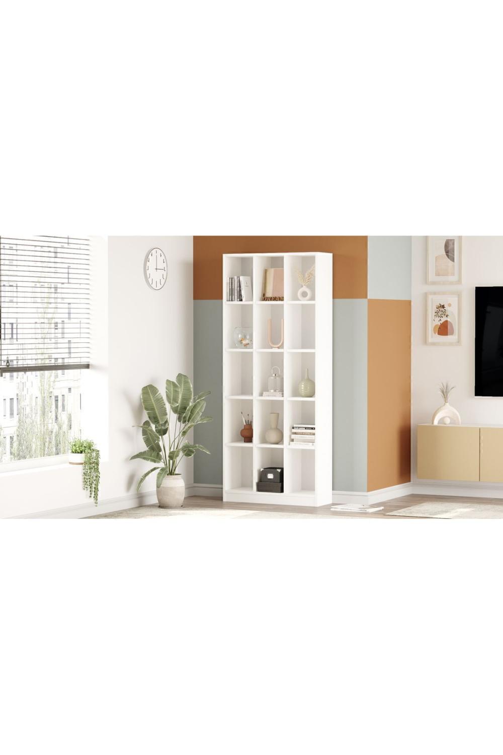 Oscer Geniş Bibliothèque 15 À étagères 180cm Blanc OSC2-W