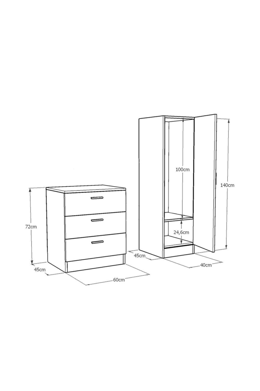 Oswin Avec miroir Şifonyer Armoire Pin-Anthracite OSW6-AA
