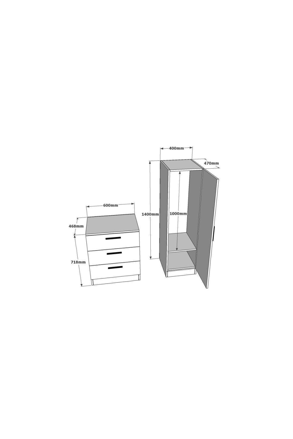 Oswin Avec miroir Şifonyer Armoire Pin-Blanc OSW6-AW