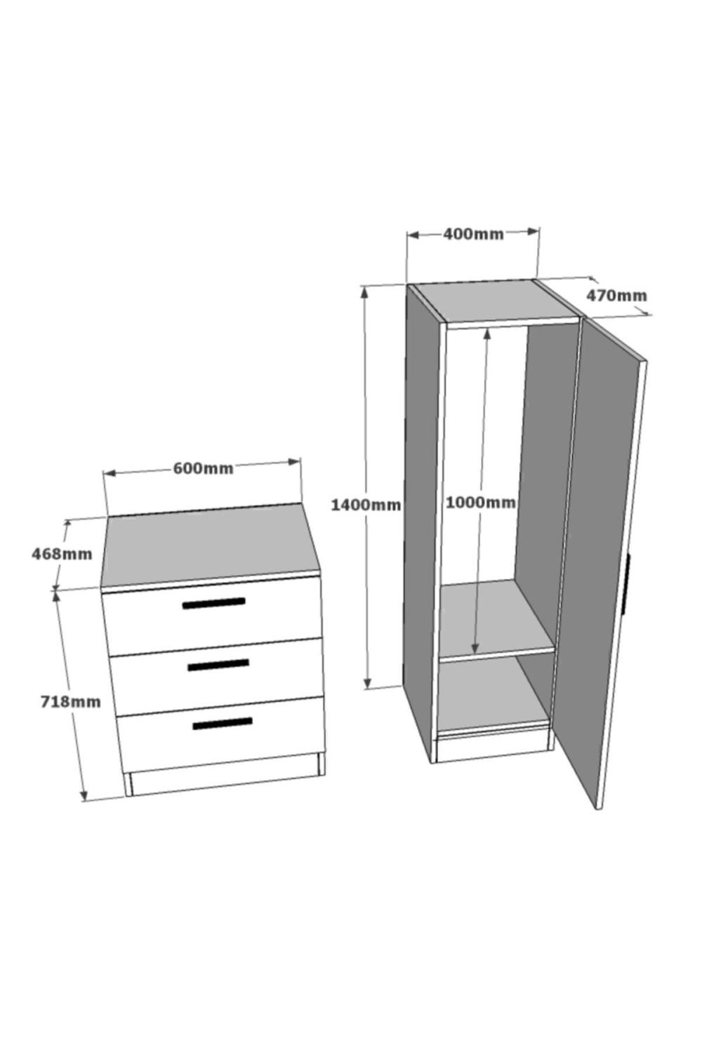 Commode Oswin avec Miroir et Rangement Type Armoire – Blanc OSW6-W