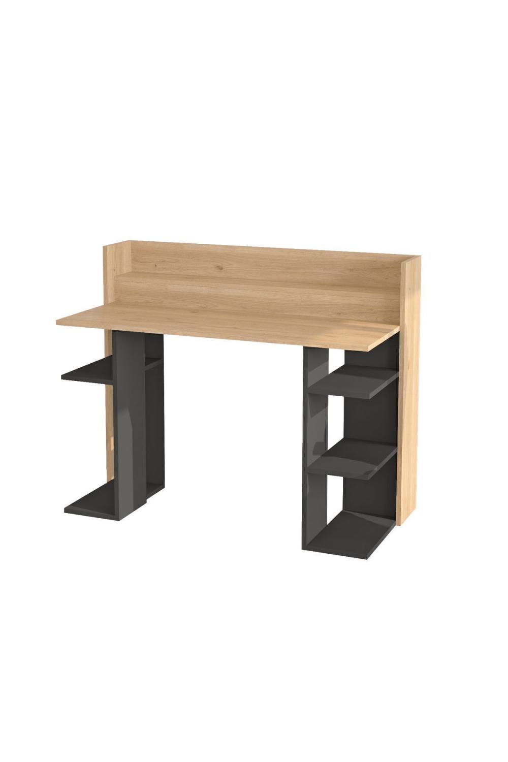 Pantego 124cm Bureau Bilgisayar Table À étagères Panier-Anthracite PAN1-SA