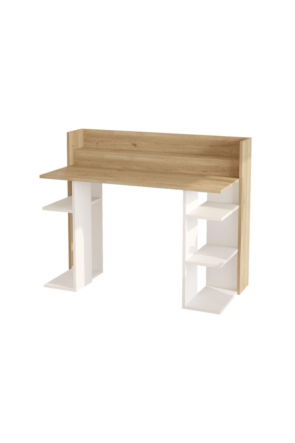 Pantego 124cm Bureau Bilgisayar Table À étagères Panier-Blanc PAN1-SW