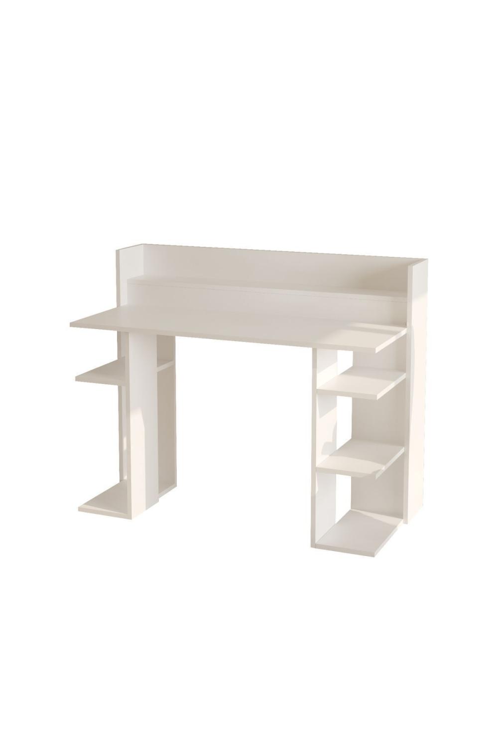 Pantego 124cm Bureau Bilgisayar Table À étagères Blanc PAN1-W