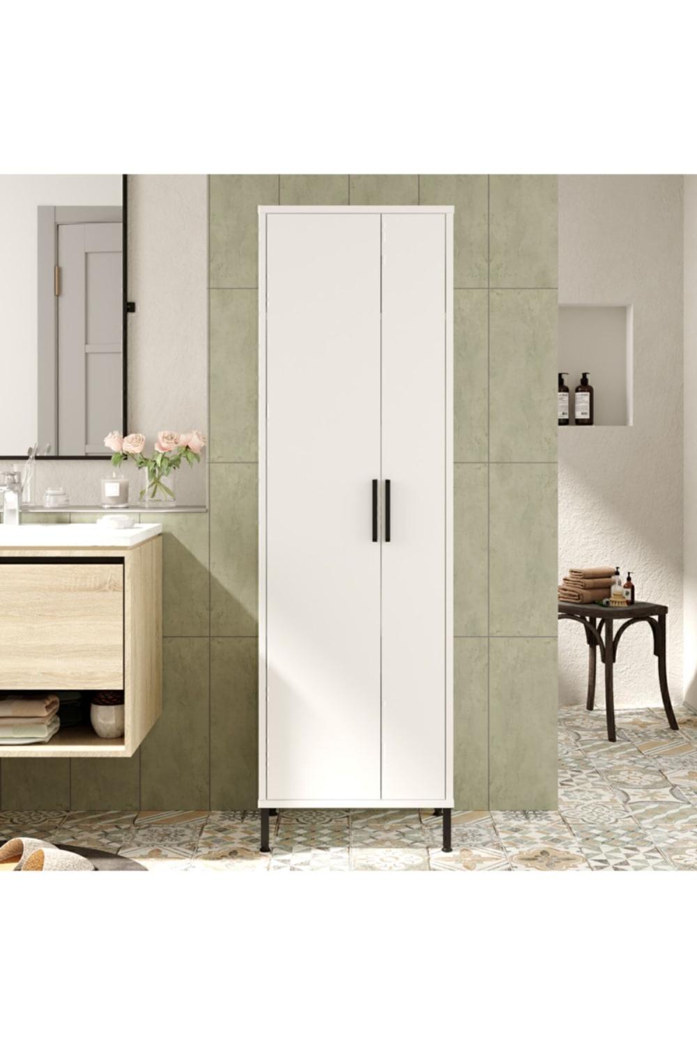 Armoire Polyvalente Rundell / Meuble de Rangement pour Produits de Nettoyage – Blanc RUN1-W