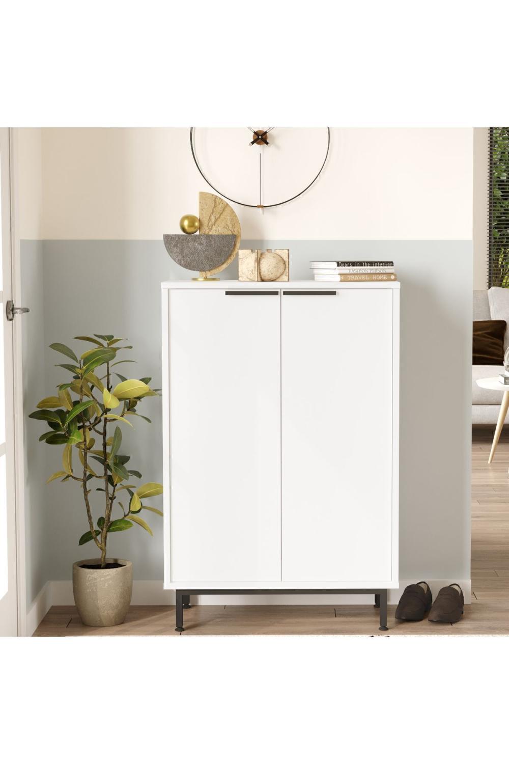 Summy Meuble à chaussures Métal Sur pieds 5 À étagères Blanc SUM1-W