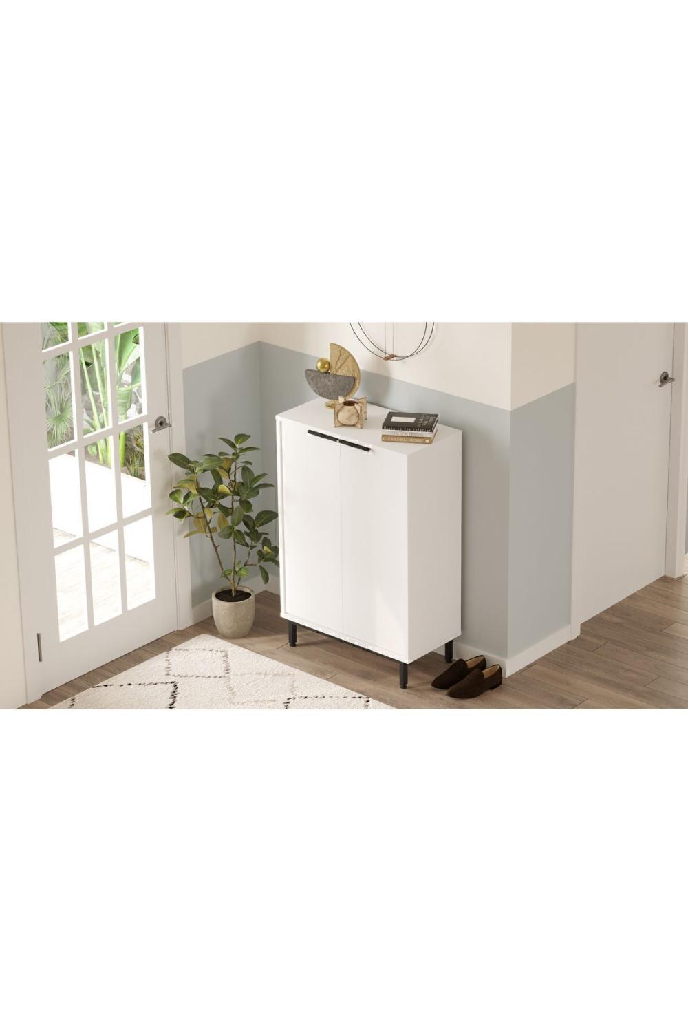 Summy Meuble à chaussures Métal Sur pieds 5 À étagères Blanc SUM1-W