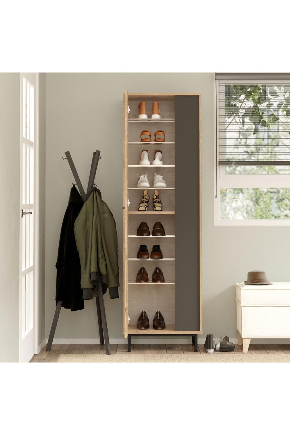 Summy Meuble à chaussures Métal Sur pieds 9 À étagères Panier-Anthracite SUM2-SA